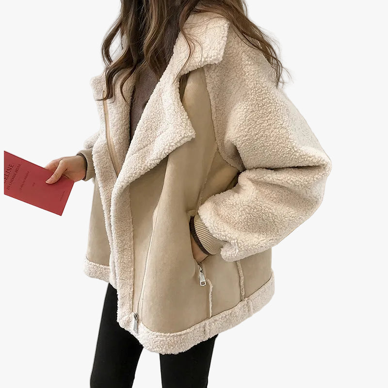 Teddy Coat with Wide Structured Collar