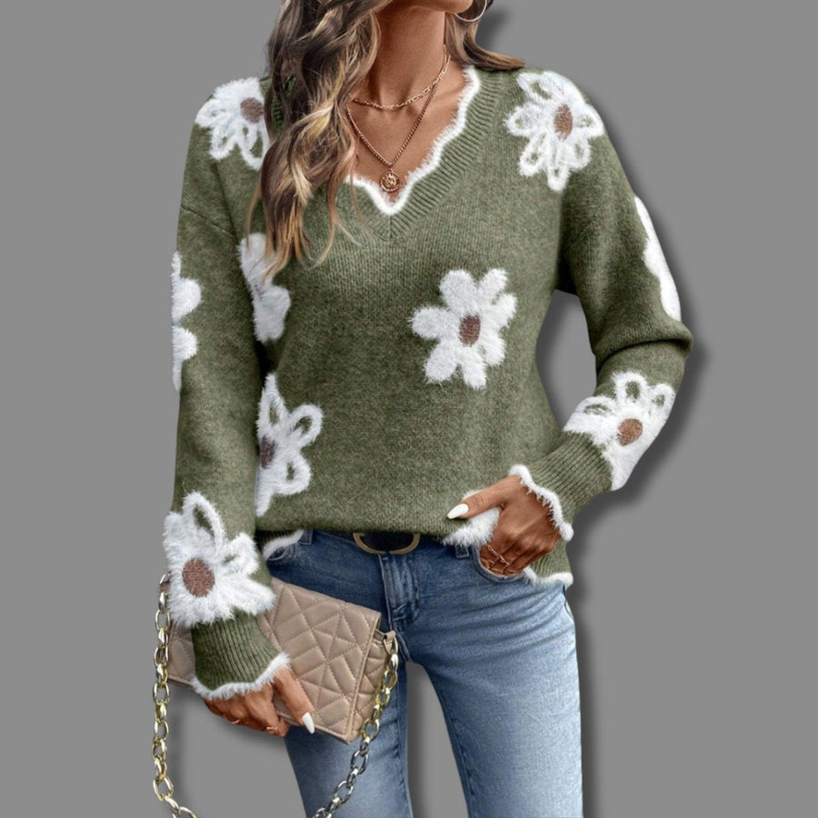 Daisy Print Knit Jumper