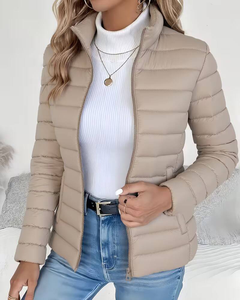 Lightweight Quilted Jacket with High Collar