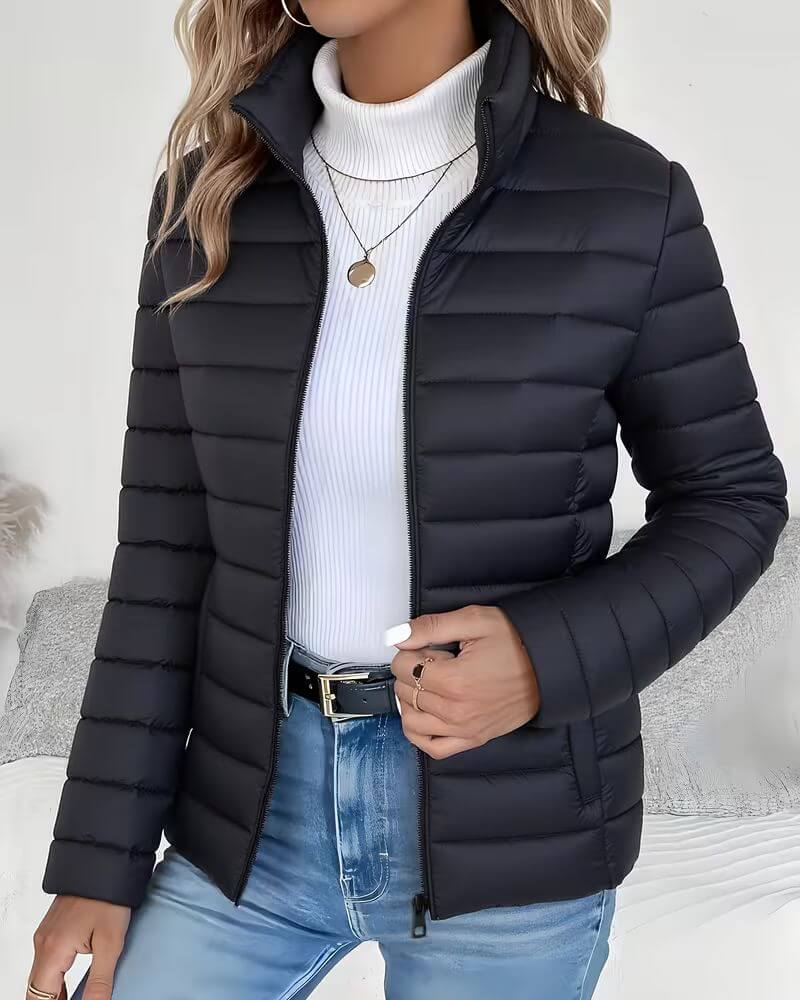 Lightweight Quilted Jacket with High Collar