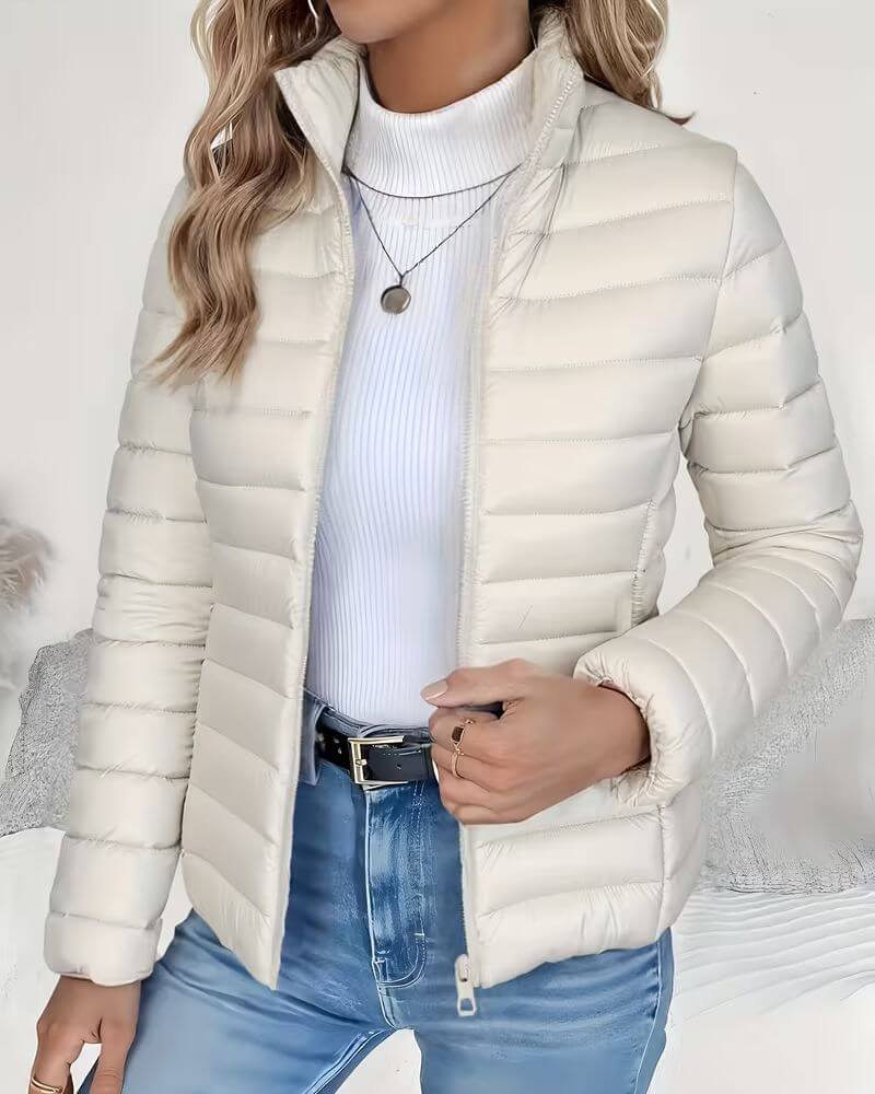 Lightweight Quilted Jacket with High Collar