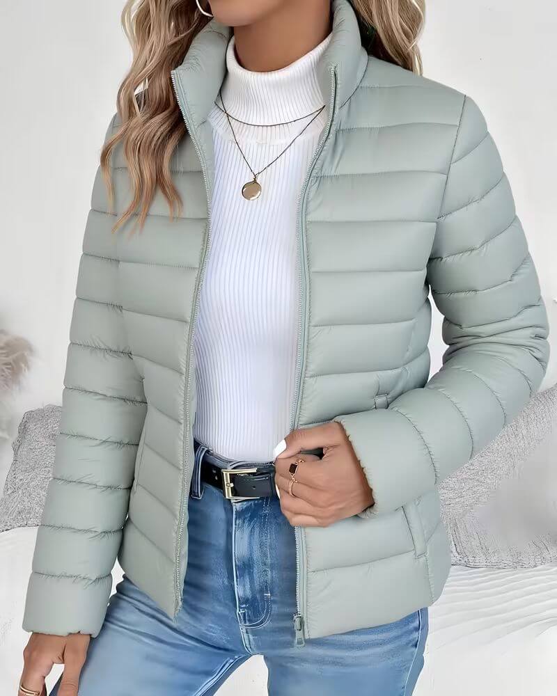 Lightweight Quilted Jacket with High Collar