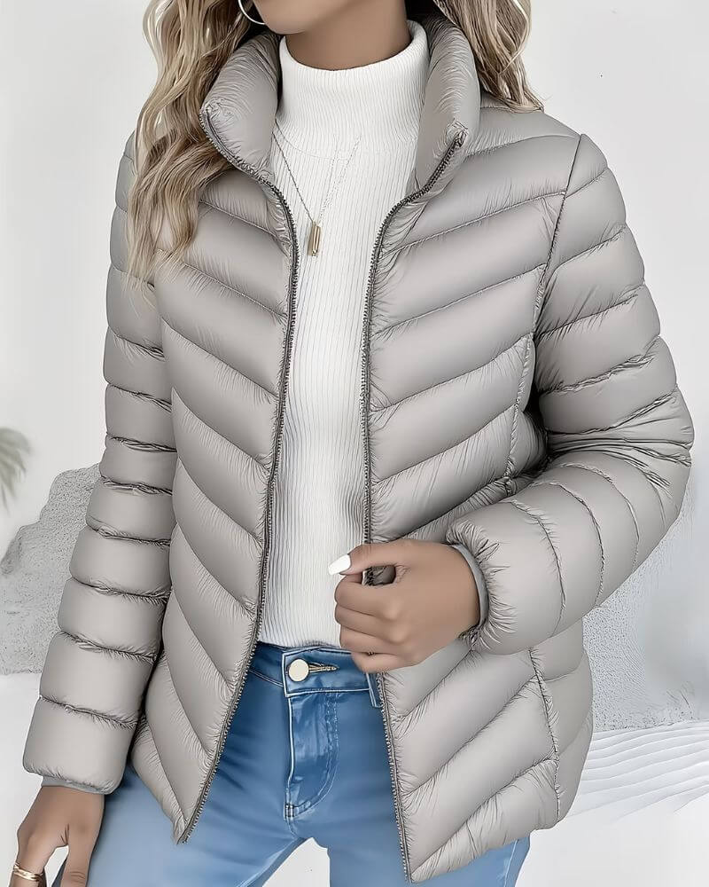 Lightweight Quilted Jacket with High Collar