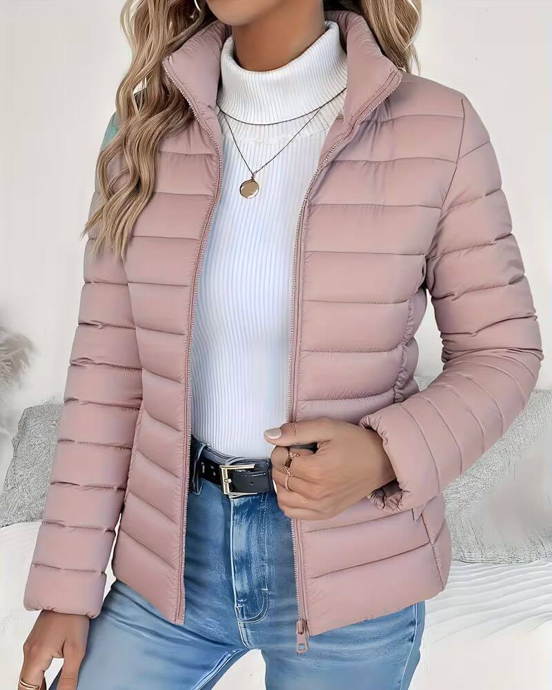 Lightweight Quilted Jacket with High Collar