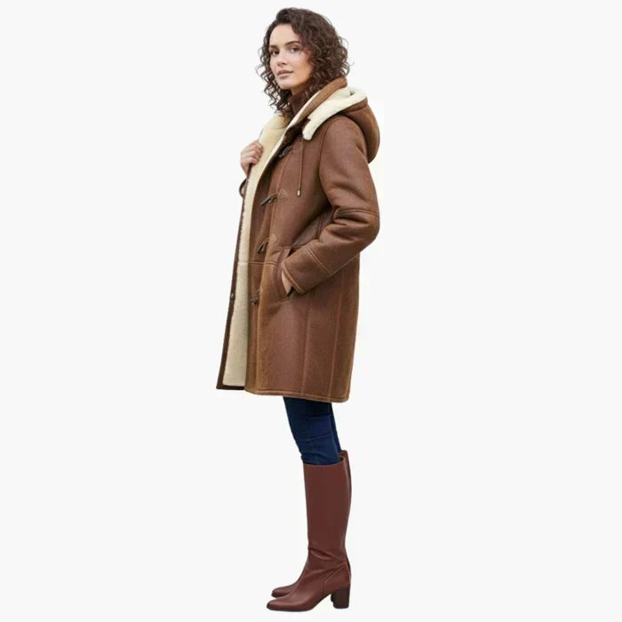 Hooded Duffle Coat with Teddy Lining
