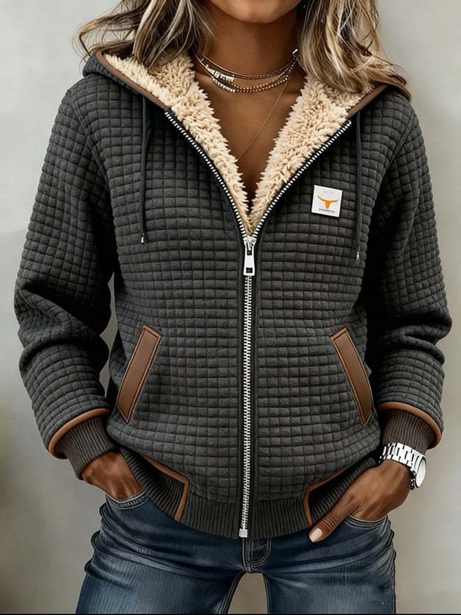 Zip-Up Padded Jacket with Drawstring Hood