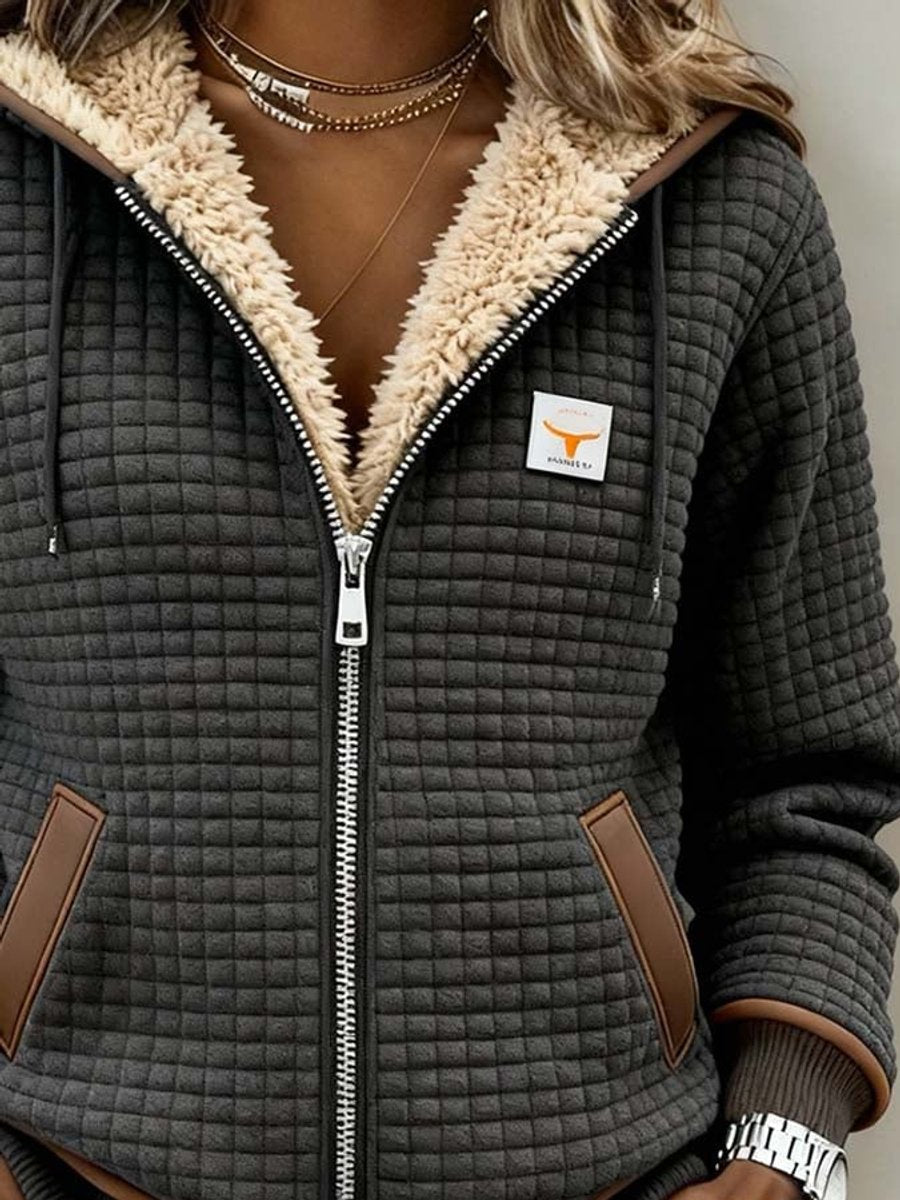 Zip-Up Padded Jacket with Drawstring Hood