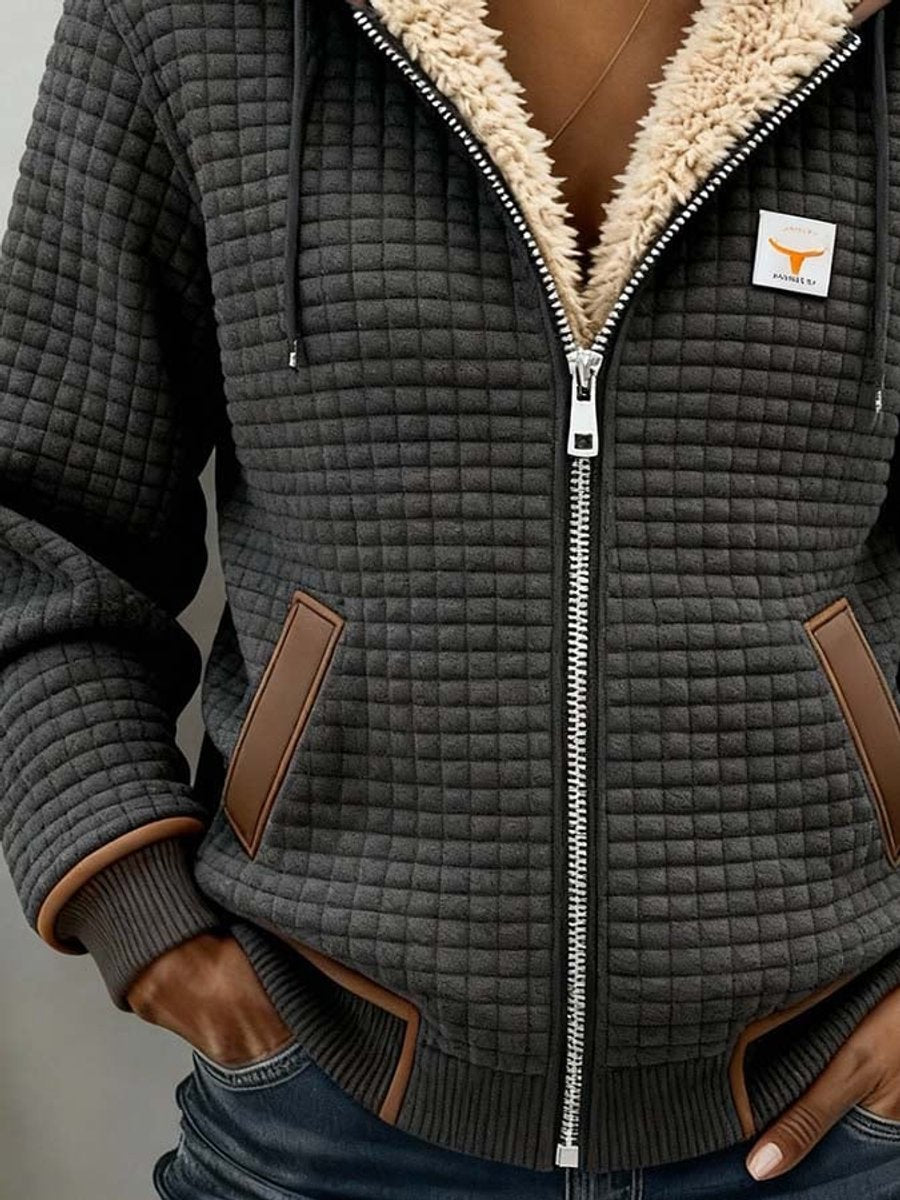 Zip-Up Padded Jacket with Drawstring Hood